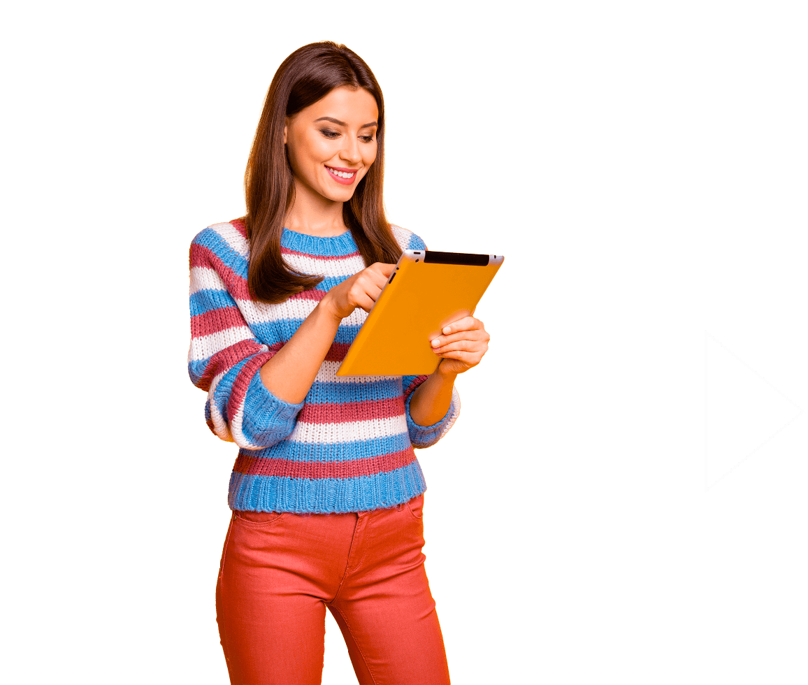 Ragazza che consulta le notizie sul tablet